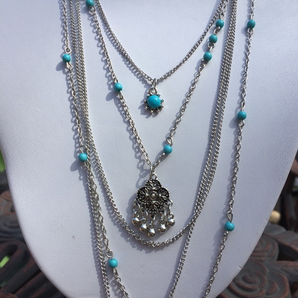 New Turquoise beaded Layered Necklace - Picture 4 of 6